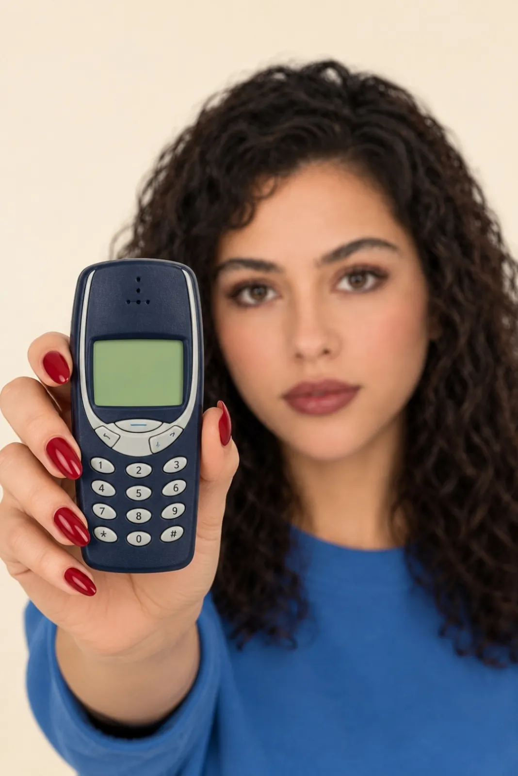 هلن با یک گوشی نوکیا